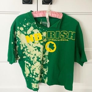 half and half notre dame irish tee shirt green split dye university of ND